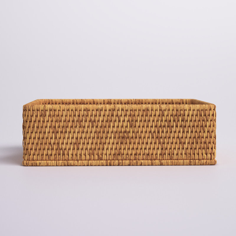 Dotted Line™ Rattan Rectangular Basket with Rounded Corners and Cutout